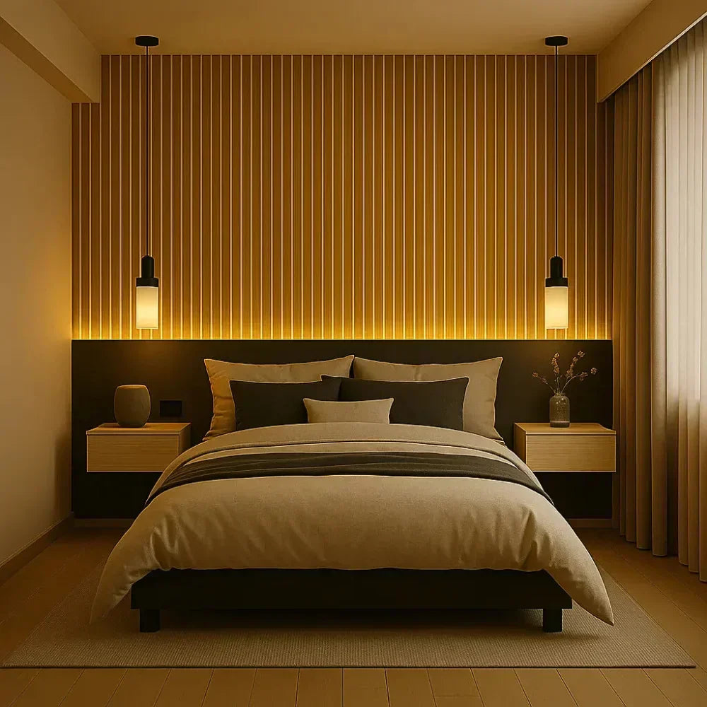 Panel acústico de lamas flexibles – 270 × 110 cm