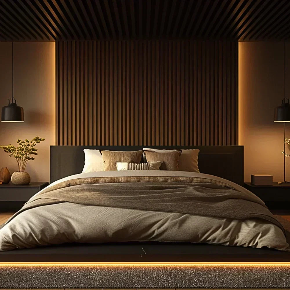 Panel acústico de lamas flexibles – 270 × 110 cm