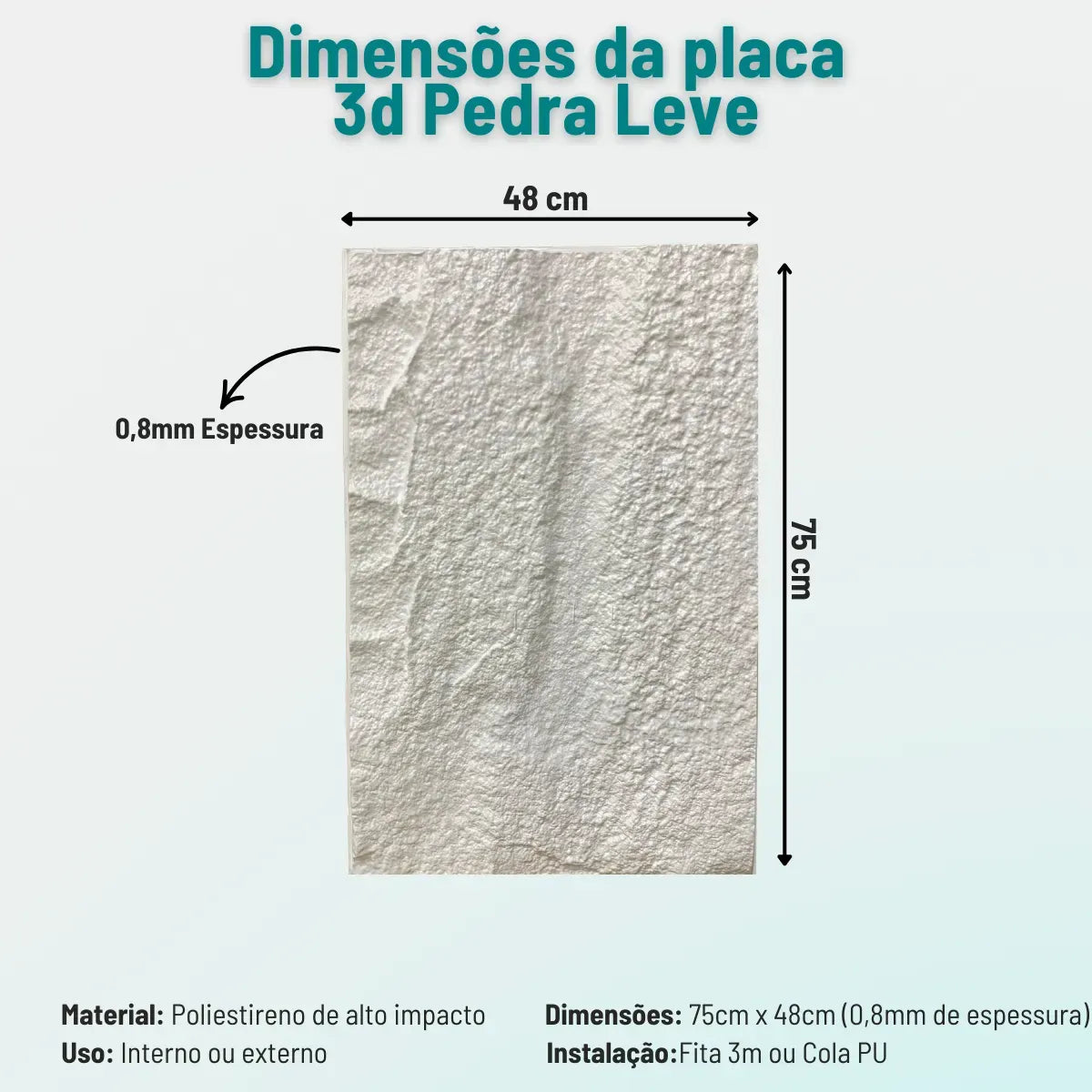 Panel 3D de piedra ligera para pared 75 cm x 48 cm