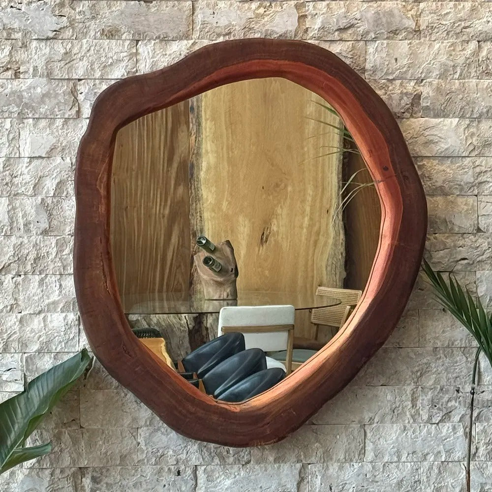 Espejo rústico de madera maciza - 105x95 cm