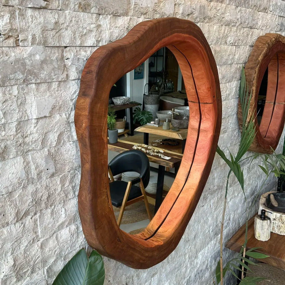 Espejo rústico de madera maciza - 105x95 cm
