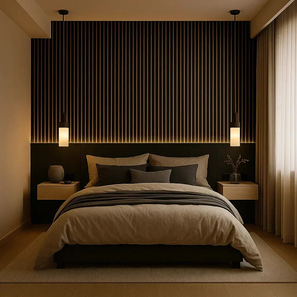 Panel acústico de lamas flexibles – 270 × 110 cm